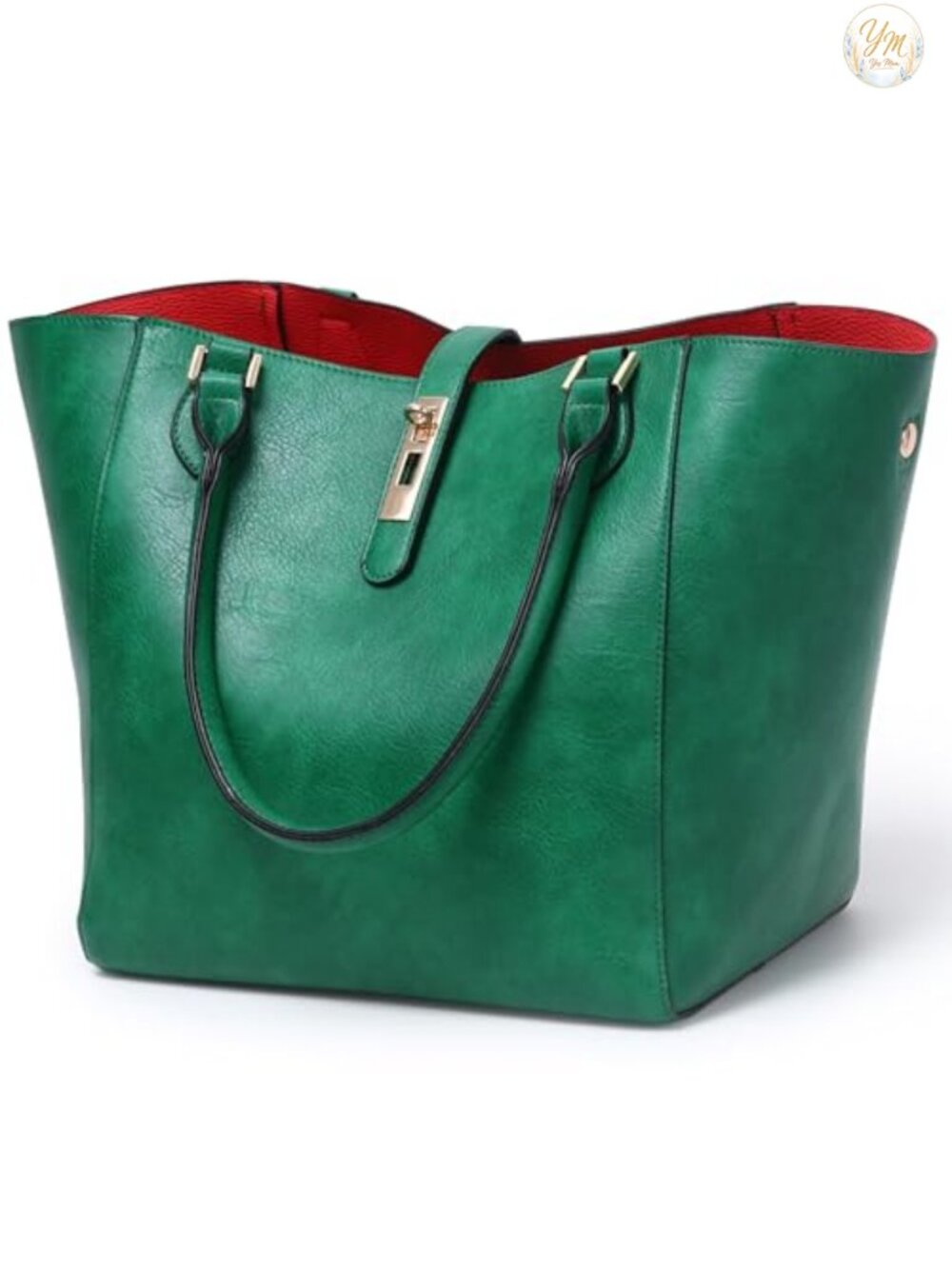 Large PU Leather Work Tote Bag for Women Bucket Purse Shoulder Handbag